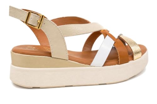 Sandales compensées Oh My Sandals 5960 en cuir véritable fabriquées en Espagne