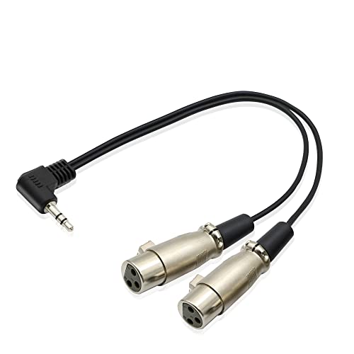PNGKNYOCN Cable divisor XLR Y de 3,5 mm a doble cable de 90 grados 1/8"TRS estéreo a 2 XLR hembra cable de micrófono para equipos de audio profesionales como micrófonos, grabadoras, etc. (30 cm) Cover