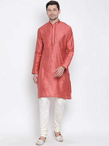 Image of VASTRAMAY Men's Beige Cotton Kurta and Pyjama Set
