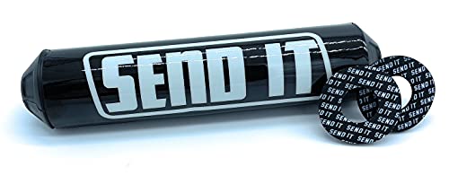 Image of SEND IT Handlebar Pad with FREE GRIP DONUTS - Universal Fit for Dirt Bikes and ATVs Crossbar (BLACK, Round)