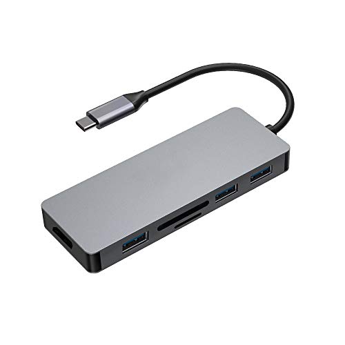 STRENTER Hub USB C Adaptador multipuerto, Adaptador USB C 6 en 1 con Salida 4K HDMI, 3 Puertos USB 3.0, Lector de Tarjetas USB 3.0 SD/Micro SD Compatible con MacBook Pro y más Dispositivos USB C