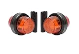 Generisch 2x LED Begrenzungsleuchte 12V–24V Rot & Orange Rund Gummi Positionsleuchten Umrissleuchte Anhänger LKW Landtechnik Traktor Schleppdienst