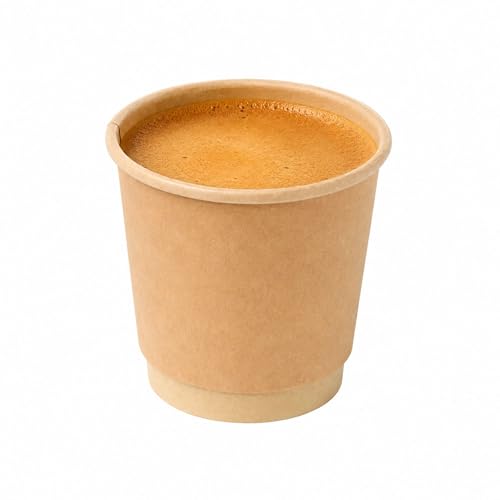 Image of Restaurantware 4 Ounce Disposable Cups, Pack of 500 Double Wall Hot Cups - Lids Sold Separately, Rippled Wall and Kraft Paper Insulation, Ideal for Serving Coffee, Hot Chocolate, Tea, and More
