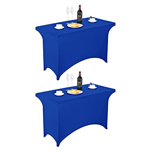 Image of FORLIFE 2Pack Spandex Table Covers,Fitted Tablecloth for Rectangular Tables, Stretch Patio Table Covers, Universal Spandex Table Cover for Wedding, Banquet, Party (4ft, Royal)
