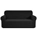 CHUN YI 1-Piece Jacquard High Stretch Sofa Slipcover, Polyester and Spandex 3 Seater Cushion Couch Cover Coat Slipcover, Furniture Protector Cover for Sofa and Couch (Sofa, Black)