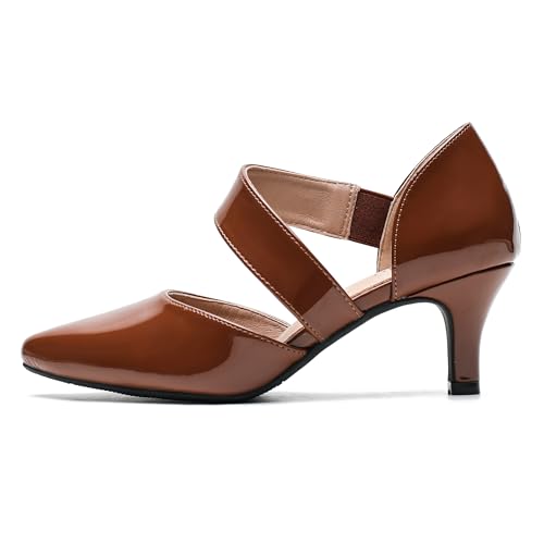 Women's Pointed Toe Kitten Heel Pumps Slip-On Dress Shoes