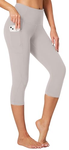 Image of Heathyoga Capri Leggings for Women High Waisted Capri Leggings with Pockets for Women Tummy Control Yoga Pants Women
