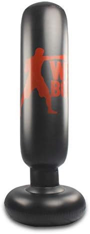 Amazing Tour Fitness Punch Bag, Inflatable Heavy Boxing Bag, Free-standing Target Stand Tumbler Black for Children with Foot Air Pump 160CM
