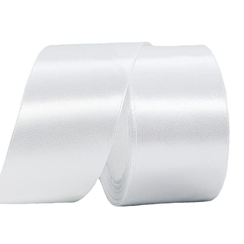 50mm Wide White Ribbon Thick Wedding Car Ribbon 22m 2 inch Thick White Satin Ribbon for Gift Wrapping Wedding Car Christmas Birthday Cake Hair Bow Florist Bouquet Crafts Decorations