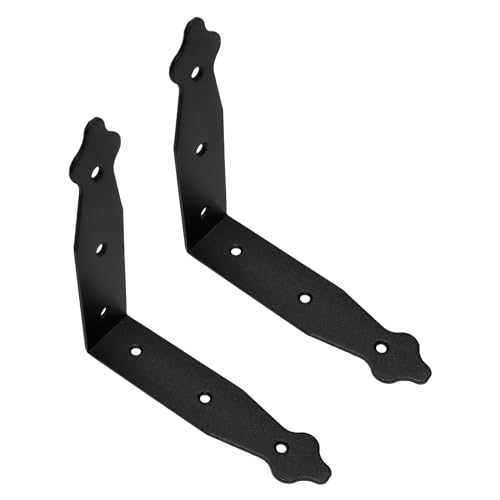 Pack of 2 x Black Corner Brackets - 150 x 150 mm Steel Right Angle Braces L Shaped Retro Decorative Metal Bracket 90 Degree Corner Braces for Wooden Furniture, Window, Shelf, Desk
