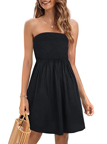 Summer Dress for Women Beach Boho Strapless Cover Ups Off Shoulder Floral Sundresses