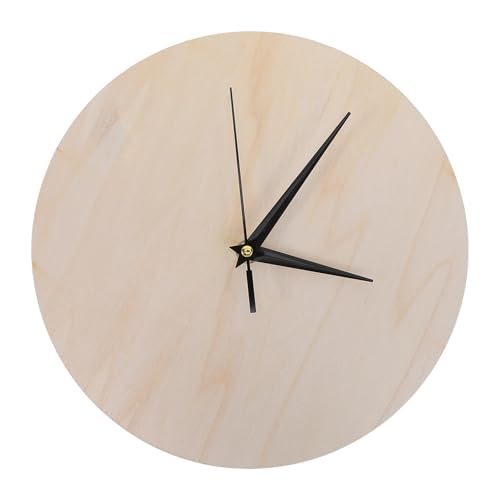 RUNROTOO Wooden Clock Face: Unfinished Wooden Clock Face Round Blank Wall Watch Pieces for DIY Craft Kids Painting Art Supplies Beige