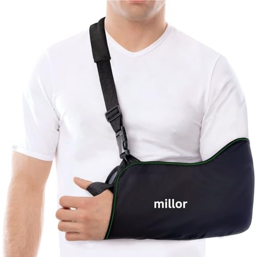Image of Arm Sling Pouch Belt, Arm Brace Immobilizer with Elbow Support for Fracture, Sprain, Dislocation and Pain Relief, M, Black (L, Black)