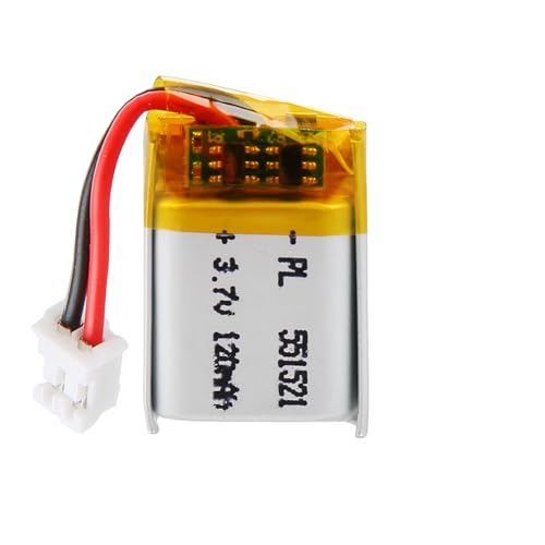 Batería de polímero de litio 3,7 V 120 mAh 551521 batería recargable con cable conector JST para altavoces y dispositivos inalámbricos