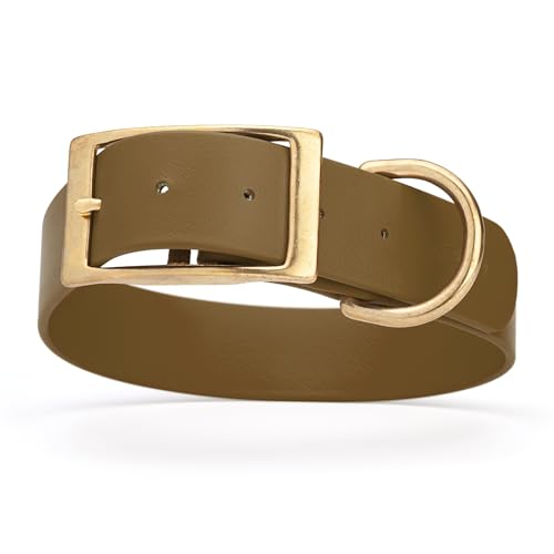 Image of Viper Biothane Heavy Duty Waterproof Dog Collar Strong Coated Nylon Webbing w /Solid Brass Hardware Odor-Proof Easy to Clean High Performance Fits Small Medium or Large Dogs, Coyote Brown