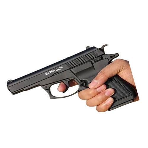 Image of Heavy Metal Full Cock Pistol Gun Lighter with Windproof Flame Cast Iron, Nickel Gas Lighter (Black, Steel, Pack of 1) Z83 Black