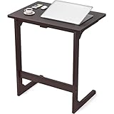 Homykic C Table End Table, Bamboo C Shaped Side Laptop Table Desk with Adjustable Tabletop for Couch Sofa Snack Coffee, Living Room, Bedroom, Small Spaces, Easy Assembly, Espresso