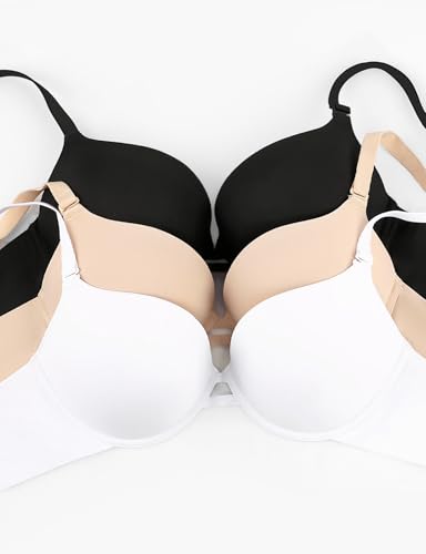 Upushall Womens Plunge Padded Push Up Bras for Small Breast Seamless T Shirt Bra Underwire White - image 5