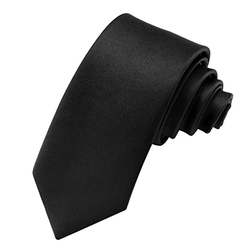 Junmeisi Men's Ties Solid Pure Color 2.35" (6Cm) Plain Slim Necktie Skinny Black Ties For Men #TOP1