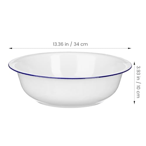 Tazón de Esmalte Blanco Vintage 34 cm Multifuncional miniatura 2