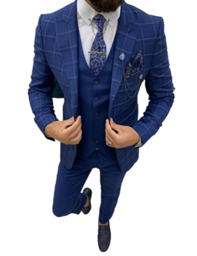 Costume de mariage pour homme ensemble 3 pièces chic à carreaux