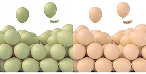 Bundle - Green Balloons 50 Pcs 5 Inch And Apricot Balloons 50 Pcs 5 Inch #TOP16