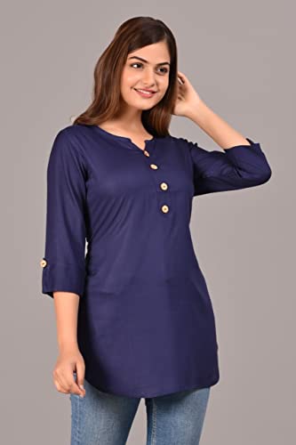 Image of Women's Rayon Straight Solid Casual Top /Kurta