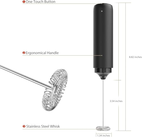 LSLCQW Rechargeable Milk Frother Handheld, Coffee Frother Wand Drink Mixer with Stainless Steel Whisk for Coffee, Cappuccino, Lattes, Frappe, Matcha and Hot Chocolate, (Black) - image 2
