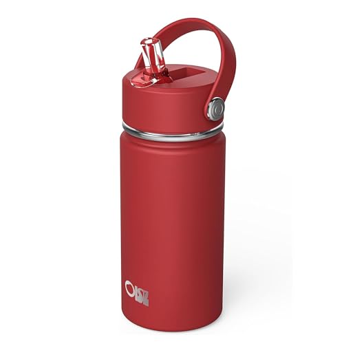 OISIZ 14oz Gourde Isotherme Pour Enfants avec Paille 420ml Gourde Isotherme Enfant avec paille Gobelet Thermique en Acier Inoxydable pour les enfants Sans BPA et garde le froid pendant 24 heures