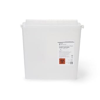Sharps Container Prevent 2-Piece 10.75H X 10.5W X 4.75D Inch 5 Quart Clear Base Horizontal Entry Lid