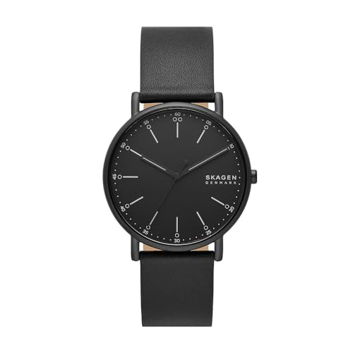 Skagen Signatur reloj para hombre, movimiento de cuarzo con correa de piel o acero inoxidable, Grafito, 40MM