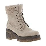 Autres matériaux et textile MUSTANG - Bottines taupe à talon décroché moyen avec un zip et des lacets ronds - Taille numeric_38