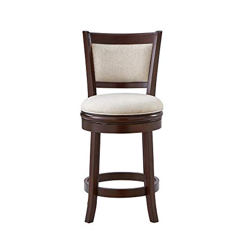 Ball & Cast Swivel Barstool Upholstered Counter Stool 24 inch Kitchen Wooden Bar Stool , Cappuccino&Taupe by Ball & Cast - Image 6