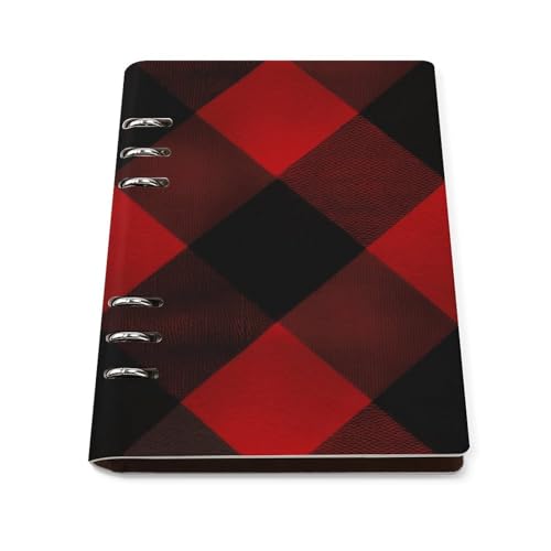 Cuaderno A5 de 6 anillas recargable con elegante cubierta de piel sintética bicolor