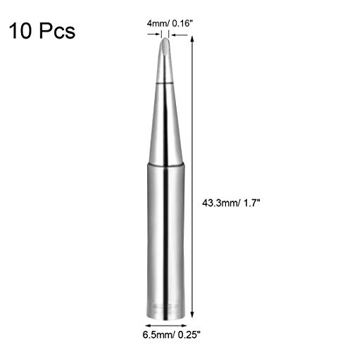 Image of uxcell Soldering Iron Tips 4mm x 6.5mm Flat Edge Replacement for Solder Station Tip 900M-T-1.6D Silver 10pcs
