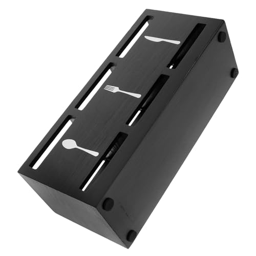 PAMINGONO Caja Organizadora de Cubiertos de Madera con Secciones Soporte para Cuchillos Tenedores y Cucharas Contenedor de Utensilios de Cocina para Encimera para Fiestas y Reuniones