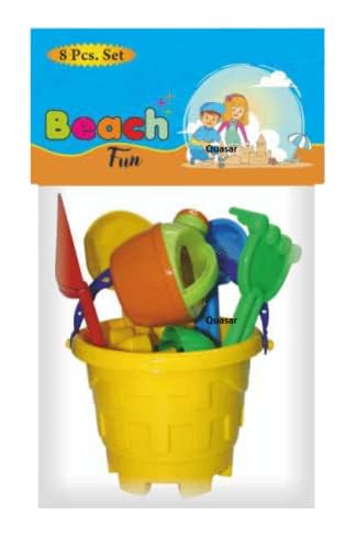 Fezeedi Kids 8 Pcs Beach Set Toys Plastic Kids Play Set Sand Play Set Beach Toys with Bucket Multiple Game Set of Toys for Kids (Multi Color)(8 pcs Set) 1