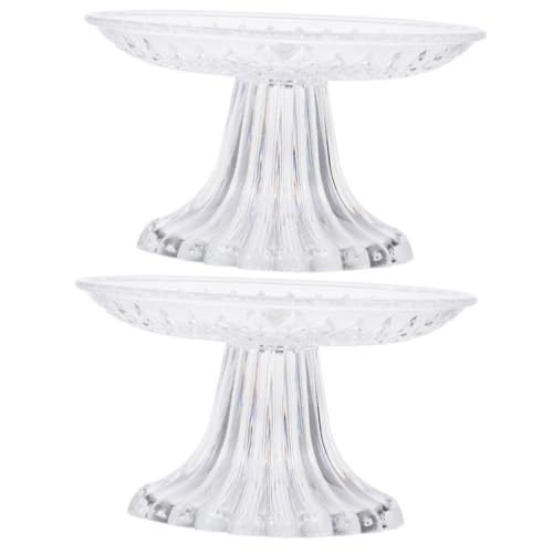 OKUMEYR 2 Piezas Juego De Platos De Frutas De Cristal Chocolate Europeo Placa De Exhibición Frutero Con Tapa Cuenco Con Patas Porta Con Tapa Bol Transparent Acrílico Reutilizable