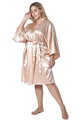 Image of EPLAZA Women Silky Satin Robe Wedding Bridal Party Bride Bridesmaid Robes Kimono Loungewear Dressing Gowns