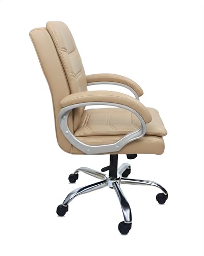 Image of activa Executive Revolving Office Chair | Ergonomic Computer Desk Chair with Cushioned Seat| Heavy Duty Steel Base, Adjustable Height & 360 Swivel Wheel| Study /Home /Offcie Visitor Chair (Star, Beige)