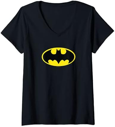Womens Batman Classic Logo V-Neck T-Shirt