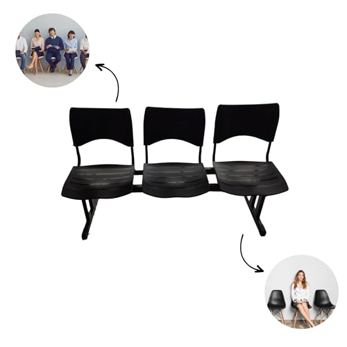 HENVIFER, Longarina preta de 3 Lugares para Salão, Escritório ou Casa