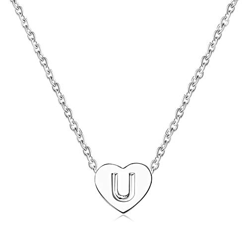 Collar con inicial de corazón de plata ideal para regalo de cumpleaños y aniversarios