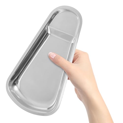 Frcolor ステンレス鋼製軽量多機能サービングトレイ 丸みのある角設計 おたま対応 キッチン用収納プレート 食器に合わせやすいポータブル