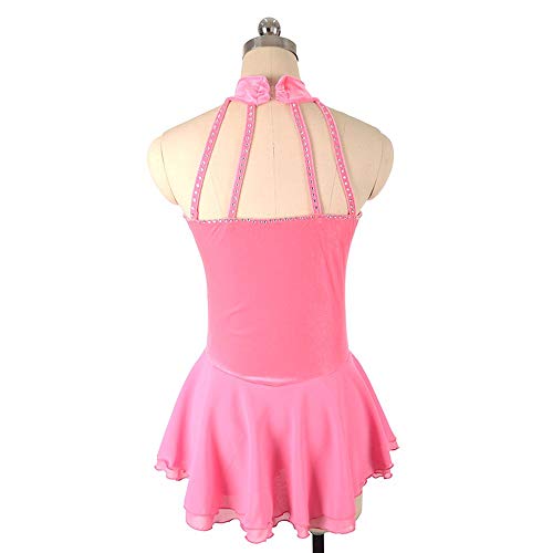 LIUHUO Vestido de patinação no gelo para meninas com tiras pretas sem mangas para competição e dança