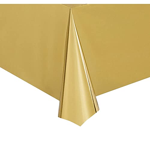 Juvale 3 Pack Gold Plastic Tablecloths For Rectangle Tables, Disposable Table Covers For Wedding, Birthday, Baby Shower (54 X 108 In) #TOP4