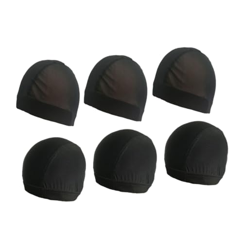 TOVINANNA 6 Pack u Shape Wig Hair Net Elastic Swim Cap for Women Mesh Wig Making Caps Breathable Comfortable Black