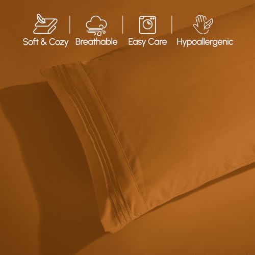 Image of Elegant Comfort 1500 Premier Hotel Quality 4-Piece Bed Sheet Sets, Deep Pockets - Luxurious Wrinkle Free & Fade Resistant, Queen, Bronze