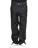 FB County Hard Denim Pants, Indigo and Black, 32 - Unisex, Durable & Relaxed Fit Cotton-Poly Work Pants, True to Size