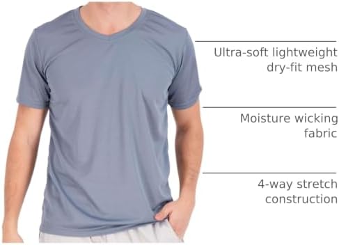 Real Essentials 5 Pack: Men's Mesh Short Sleeve V-Neck T-Shirt | Athletic Dry Fit V Neck Workout Shirt (Big & Tall Available)